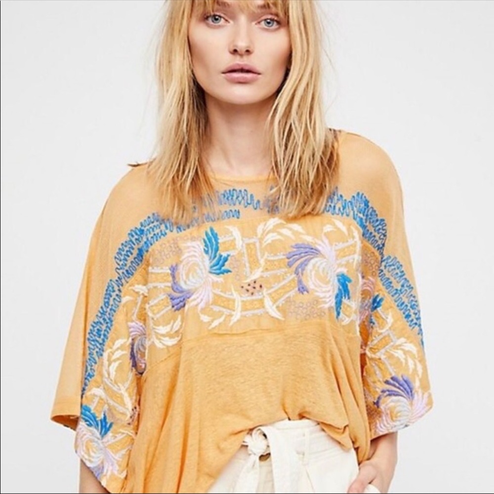 Free people love letter top small yellow